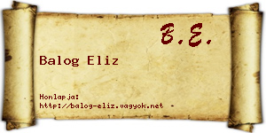 Balog Eliz névjegykártya